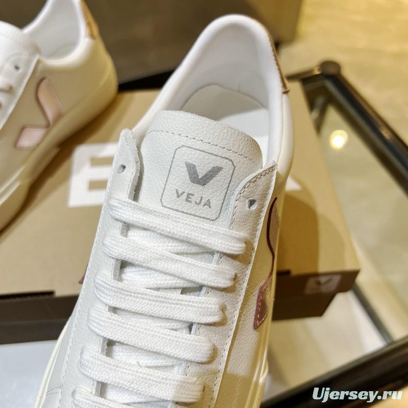 2024 Women VEJA White Rose Gold Leather Sneakers