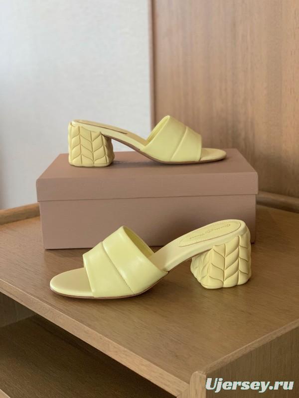 2025 Gianvito Rossi Yellow Leather Slippers KFY00260