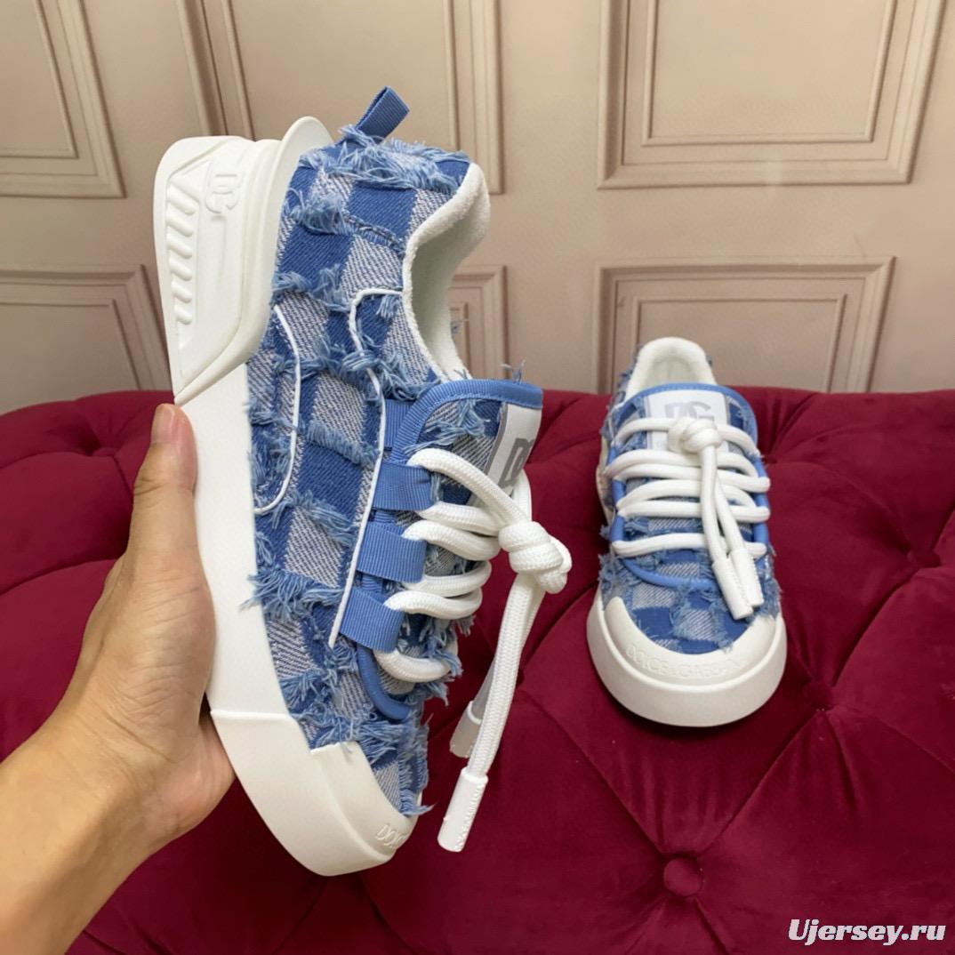 2024 Women Dolce & Gabbana Blue Denim Canvas Sneakers
