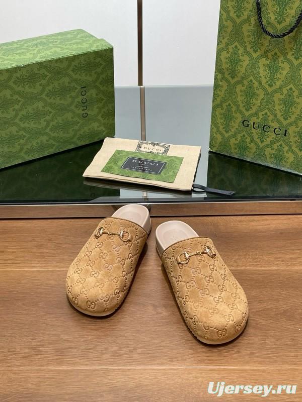 2024 Slippers Gucci Beige Suede Slippers MJ00280