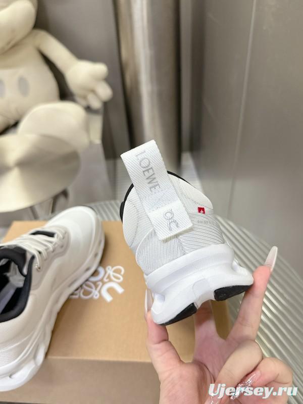 2025 Women Loewe White Black Leather Sneakers