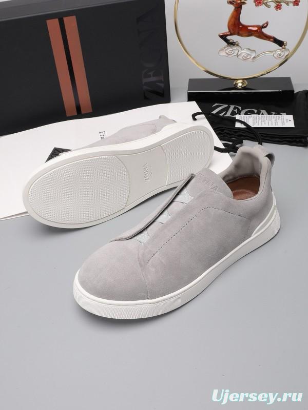 2024 Men Ermenegildo Zegna Grey Suede Sneakers MJ00240