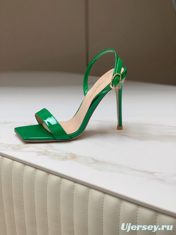 2025 Women Gianvito Rossi Green Patent Leather Sandals