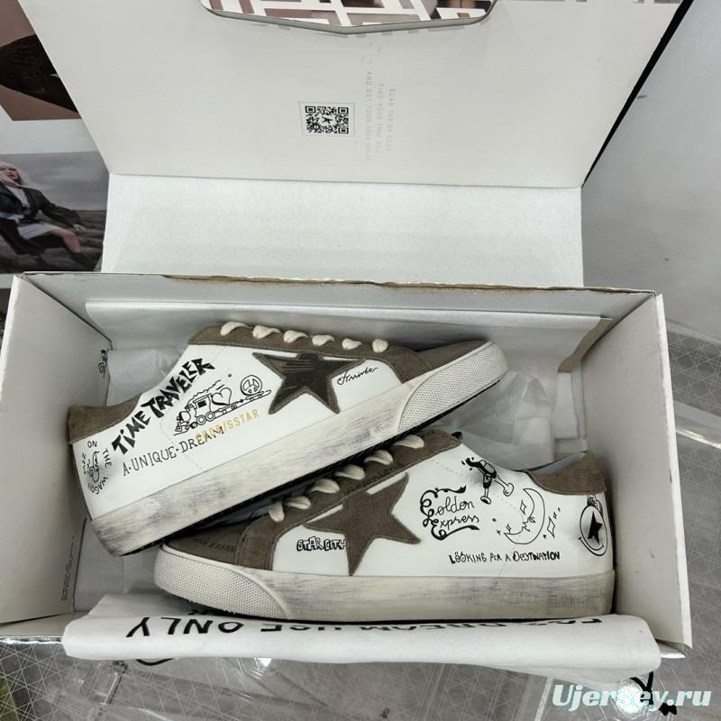 2025 Unisex GGDB White Grey Suede Calf Leather Sneakers