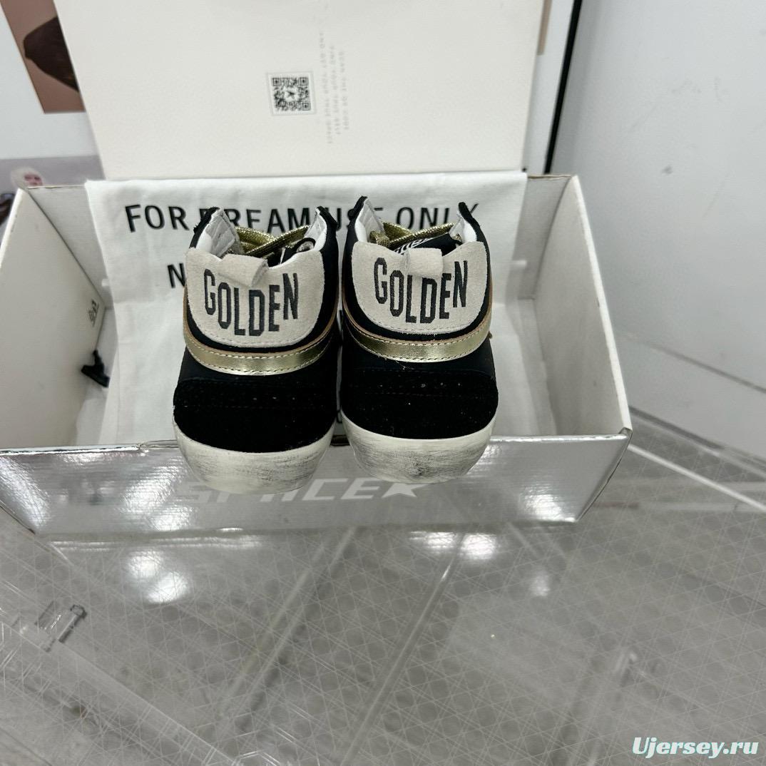 2024 Unisex GGDB Black Gold Leather Suede High Top Sneakers MJ00300