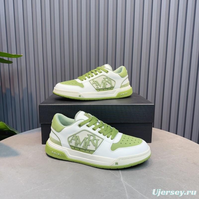 2025 Unisex Amiri Green White Leather Sneakers MJ00360