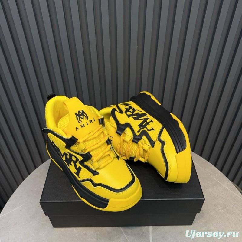 2024 Unisex Amiri Yellow Black Leather Sneakers MJ00410