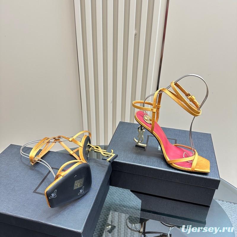 2025 Women Yves Saint Laurent Yellow Leather Sandals