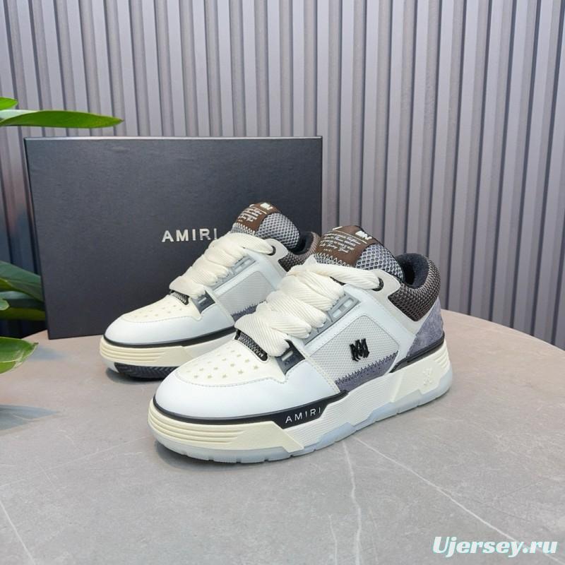2024 Unisex Amiri White Grey Mesh Suede Sneakers MJ00360