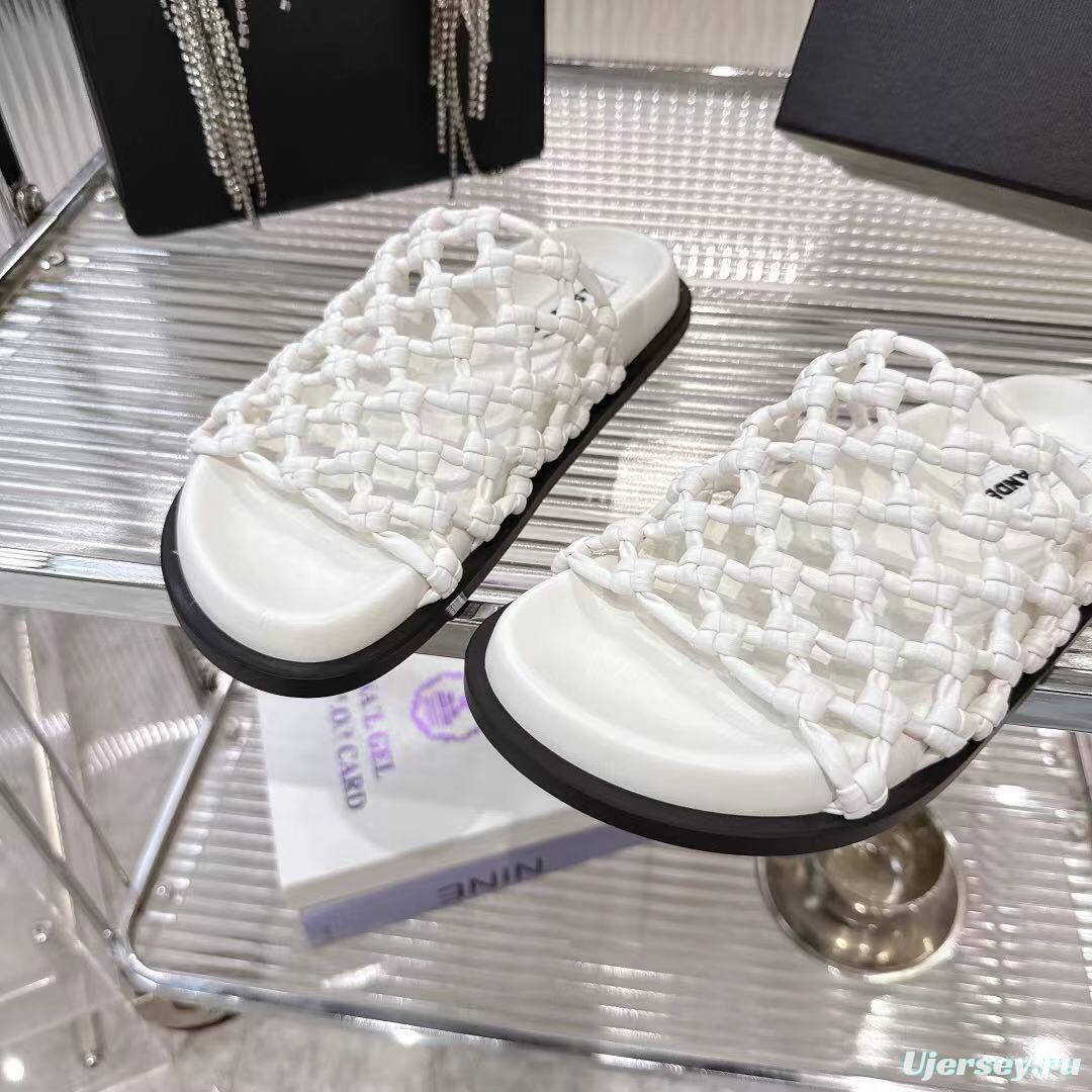 2025 Slippers Jil Sander White Leather Woven