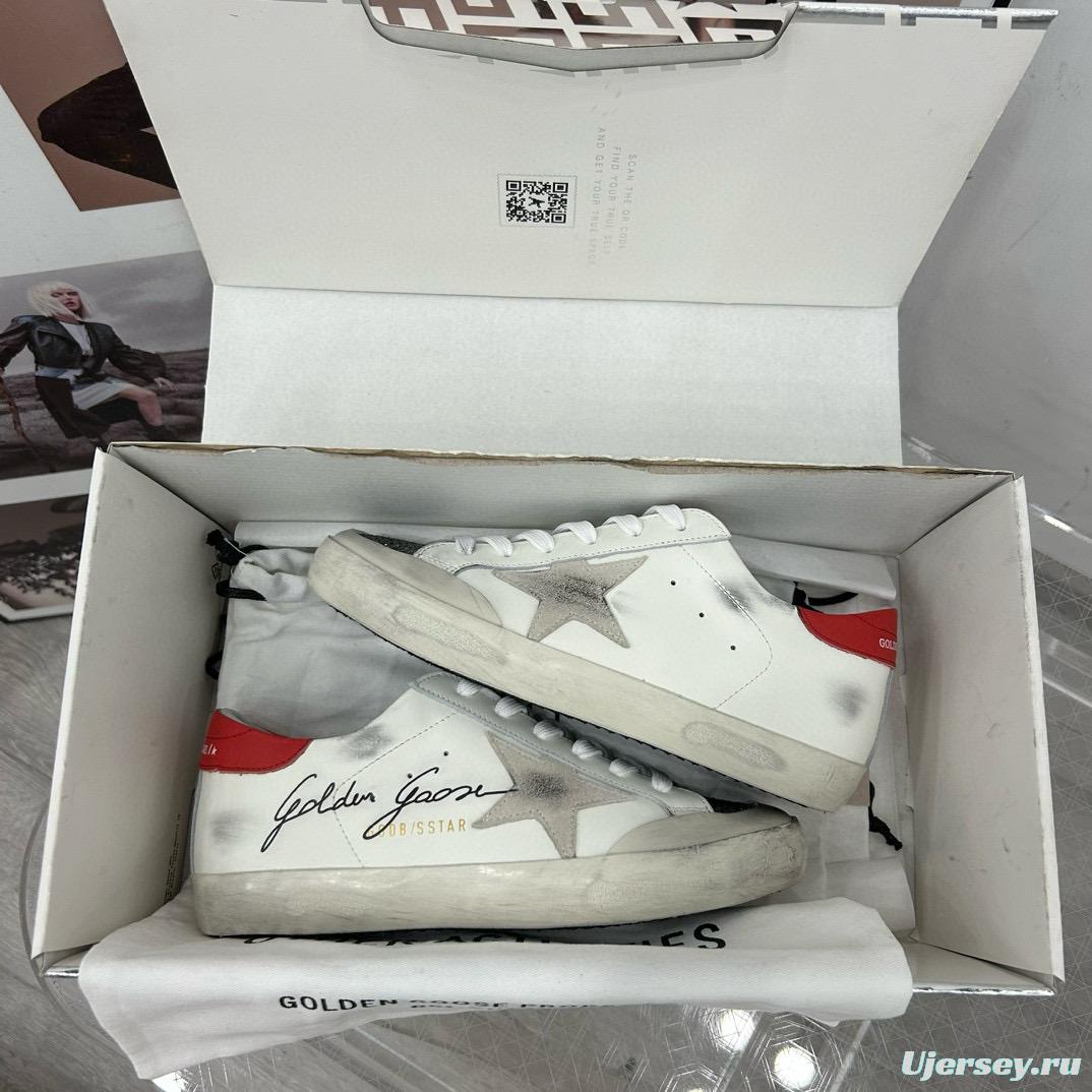 2025 Women GGDB White Red Leather Sneakers