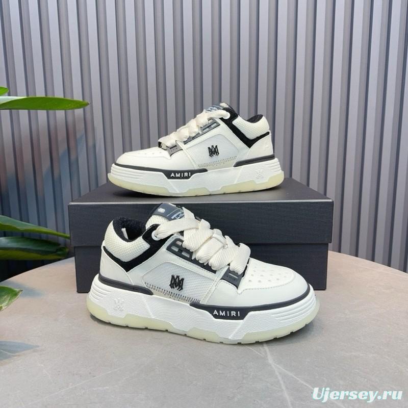 2024 Unisex Amiri White Black Leather Sneakers MJ00360