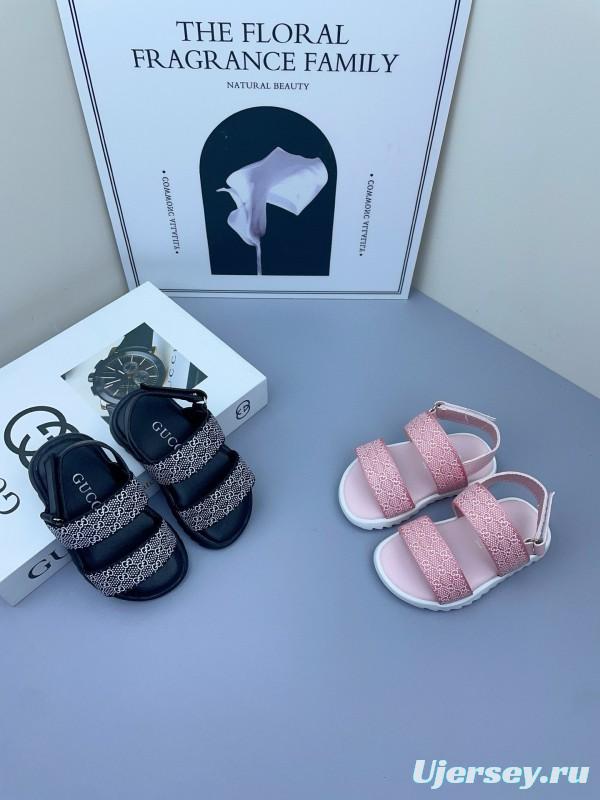 2025 Kids Gucci Black Pink Fabric Sandals