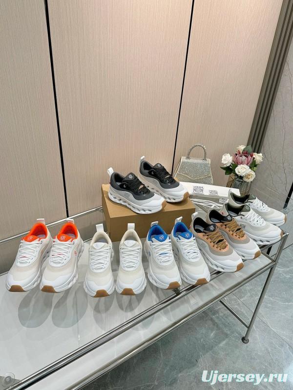 2025 Unisex Loewe White Blue Mesh Leather Sneakers