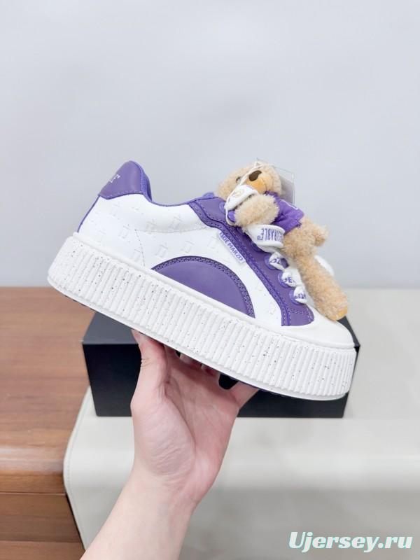 2025 Women 13DE MARZO Purple Leather Casual Shoes 3D Bear Toy KFY00330