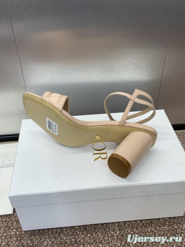 2025 Women Dior Beige Calfskin Heel Embroidery KFY00280