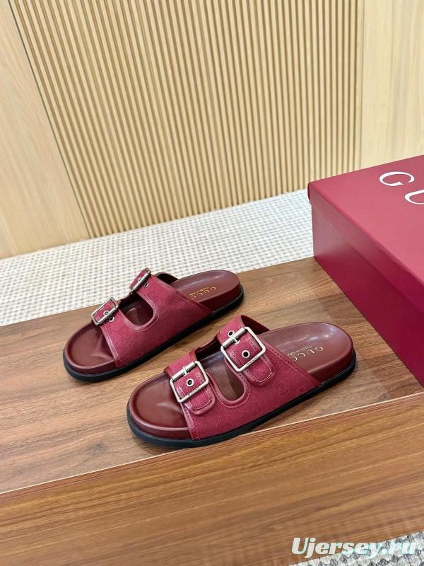 2025 Women Gucci Red Leather Sandals LY00240