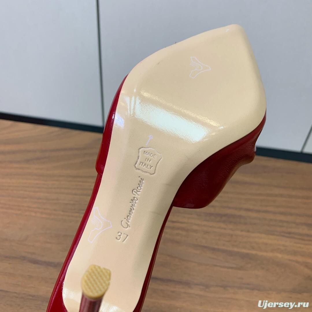 2025 Women Gianvito Rossi Red Leather High Heel Mule KFY00280