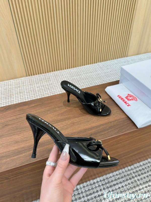 2025 Women VERSACE Black Leather High Heel LY00210