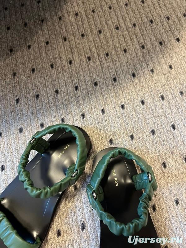 2025 Women The Row Green Leather Sandals