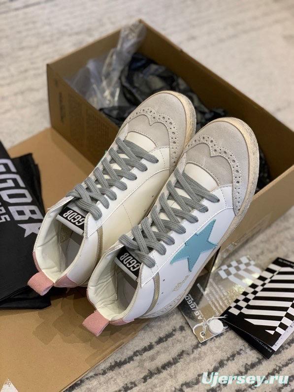 2024 Unisex GGDB White Blue Suede Leather High Top Sneakers MJ00300