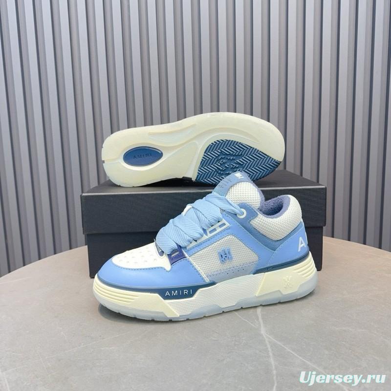 2024 Unisex Amiri Blue White Mesh Leather Sneakers MJ00360