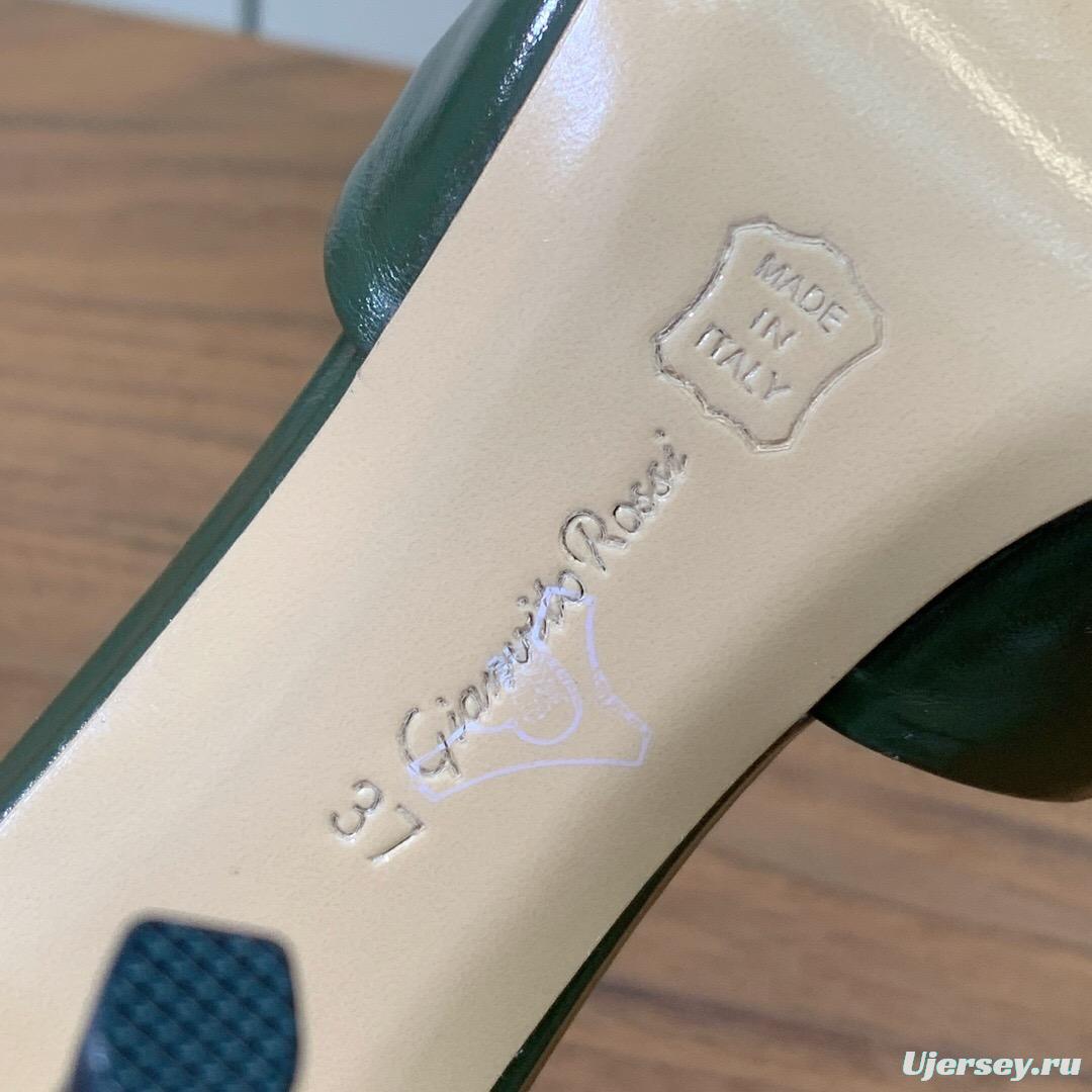 2025 Women Gianvito Rossi Green Leather High Heel Mules