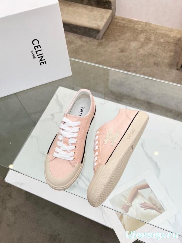 2025 Women Celine Pink Canvas Sneakers LY00210