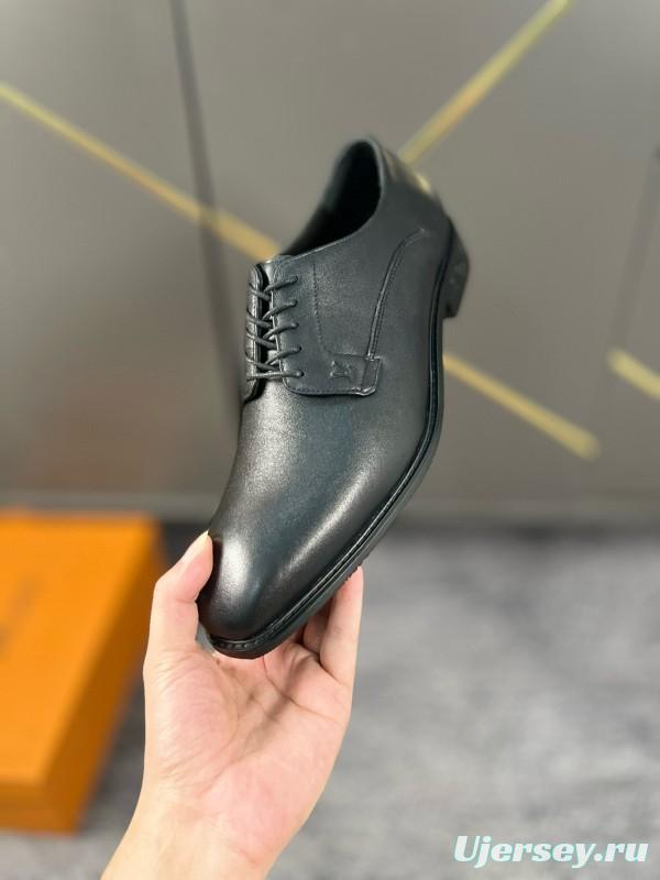2024 Men Louis Vuitton Black Leather Dress Shoes MJ00380