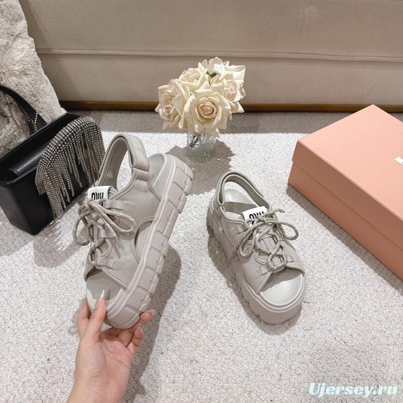 2025 Women Miu Miu White Lycra Sandals LY00280