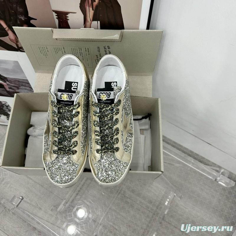 2025 Women GGDB Silver Glitter Leather Sneakers