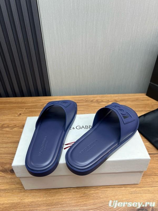 2025 Slippers Dolce & Gabbana Blue Rubber Slippers