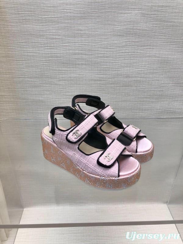 2025 Women Chanel Pink Leather Sandals LY00330