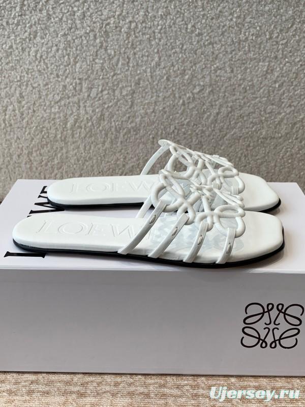 2025 Loewe White Leather Slippers