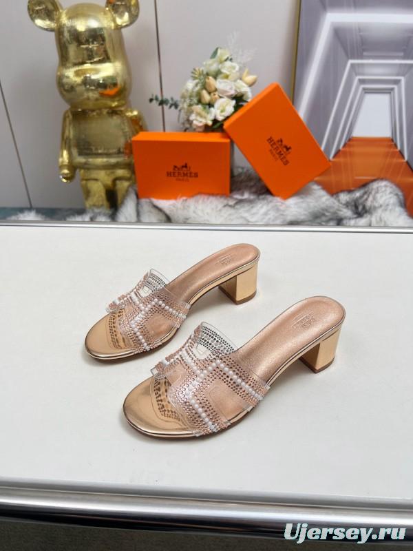 2025 Hermès Beige Leather Slippers MJ00180