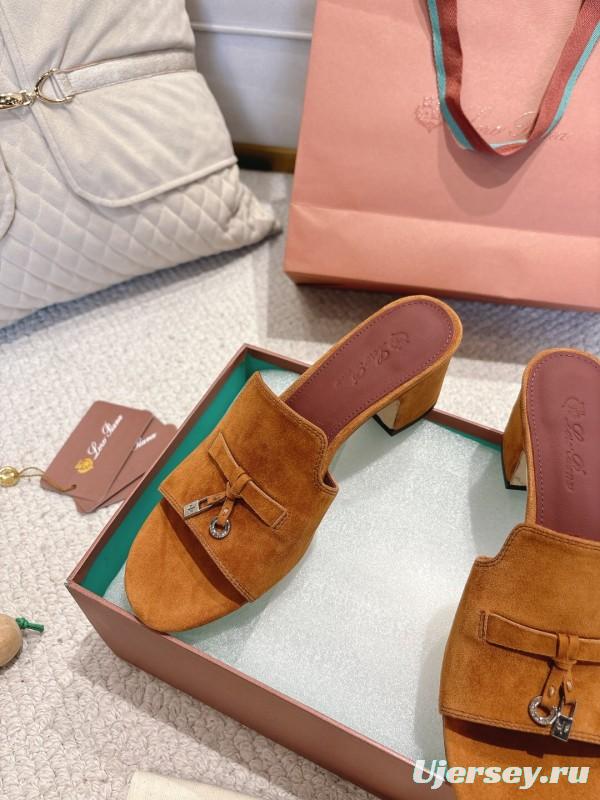 2025 Women LP Brown Suede Heeled Mules