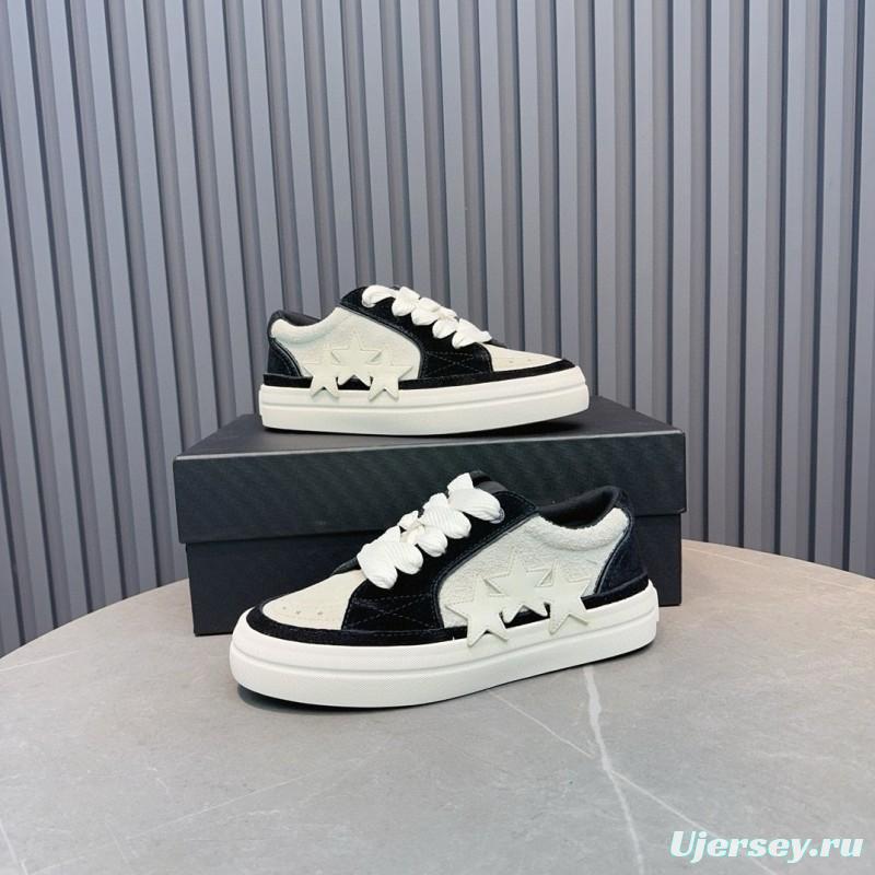 2024 Unisex Amiri Black White Leather Sneakers MJ00300