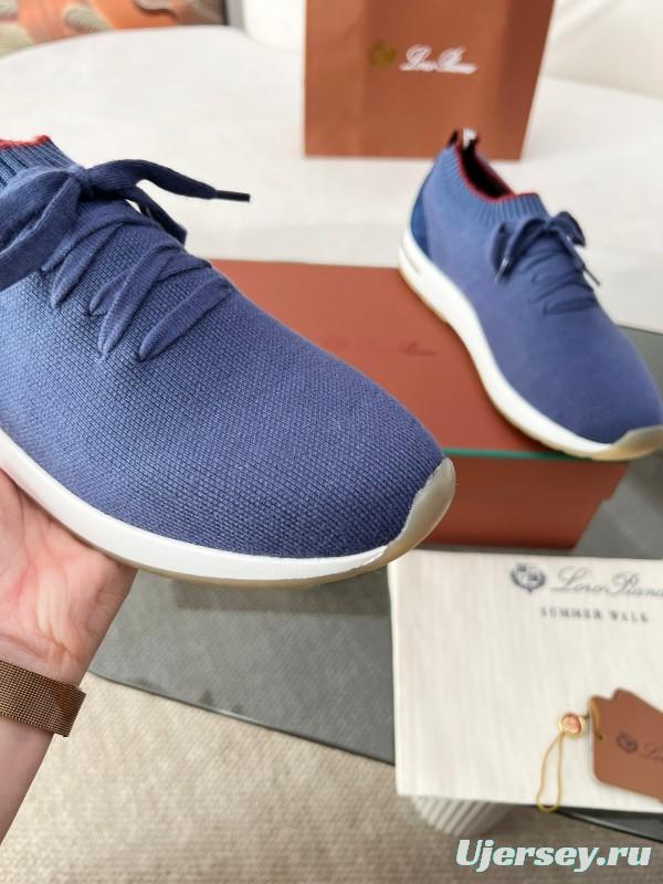 2024 Men Le Parmentier Blue Wool Knit Sneakers MJ00330