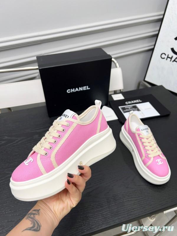 2025 Women Chanel Pink Canvas Sneakers LY00250