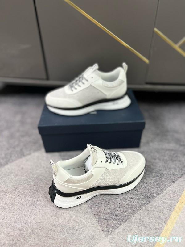 2024 Unisex Dior White Mesh Leather Casual Sneakers MJ00270