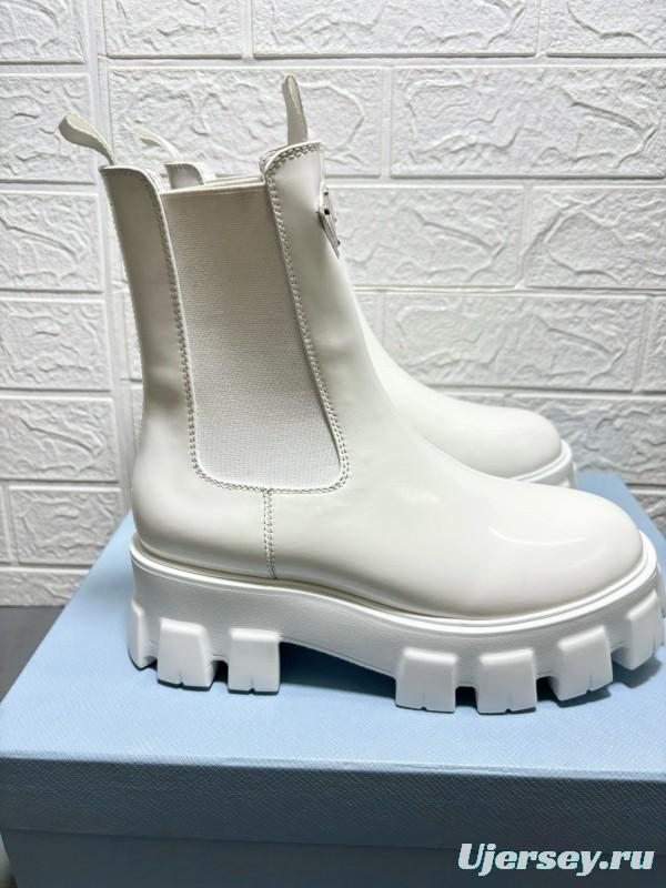 2024 Women Prada White Leather Boots MJ00380