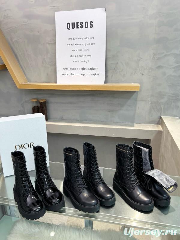 2024 Women Dior Black Leather Boots MJ00430