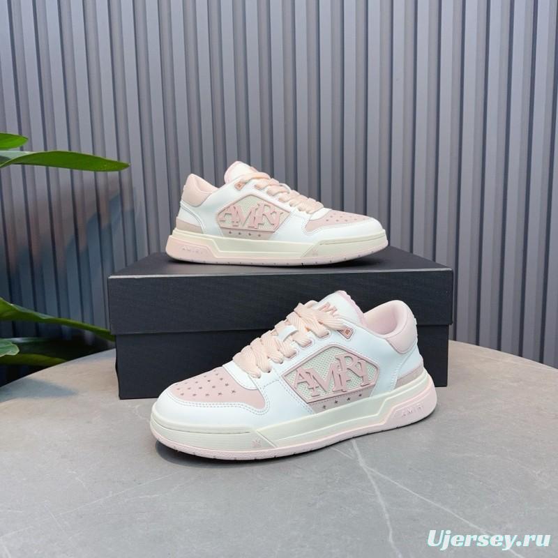 2025 Unisex Amiri White Pink Leather Sneakers MJ00360