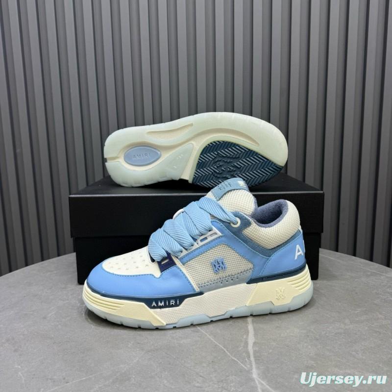 2024 Unisex Amiri Light Blue White Leather Sneakers MJ00360