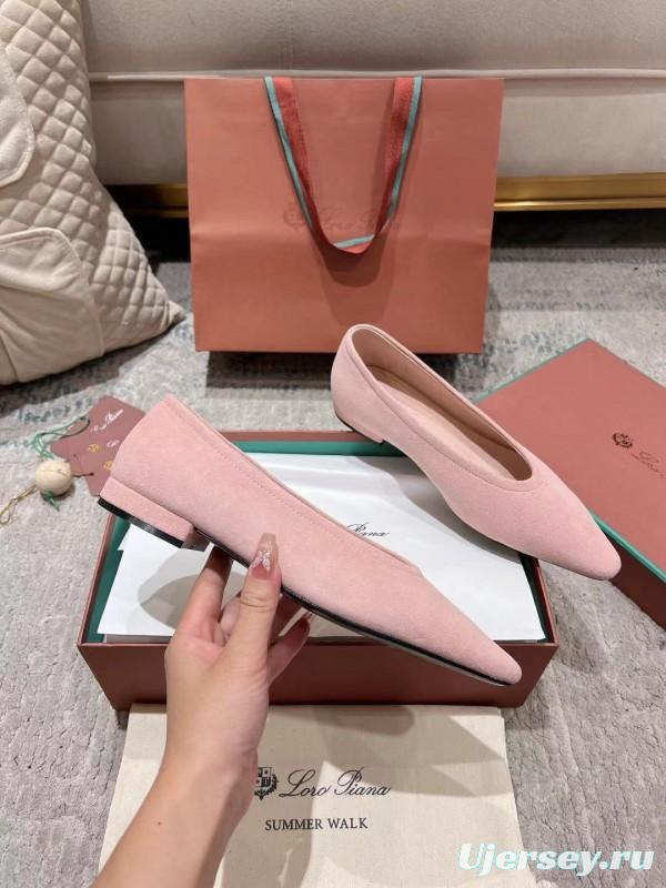 2025 Women LP Pink Suede Ballet Flats LY00300
