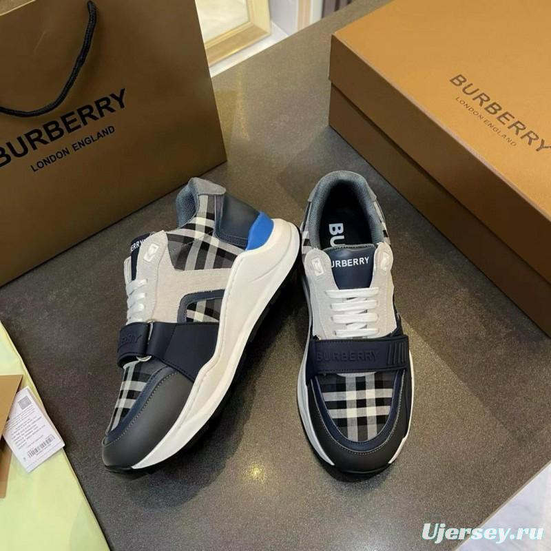 2025 Unisex Burberry Black White Beige Suede Leather Cotton Sneakers Vintage Check MJ00360