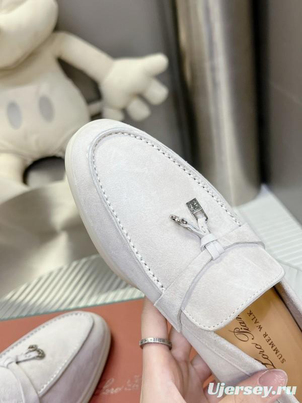 2024 Unisex Le Parmentier White Suede Loafers MJ00270