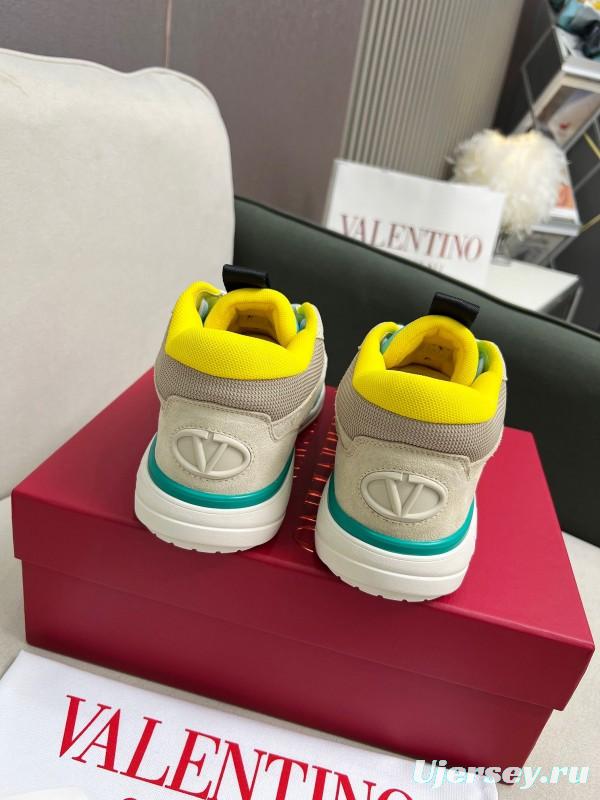 2025 Unisex Valentino Yellow Blue Beige Leather Sneakers RUNBOOT LY00390