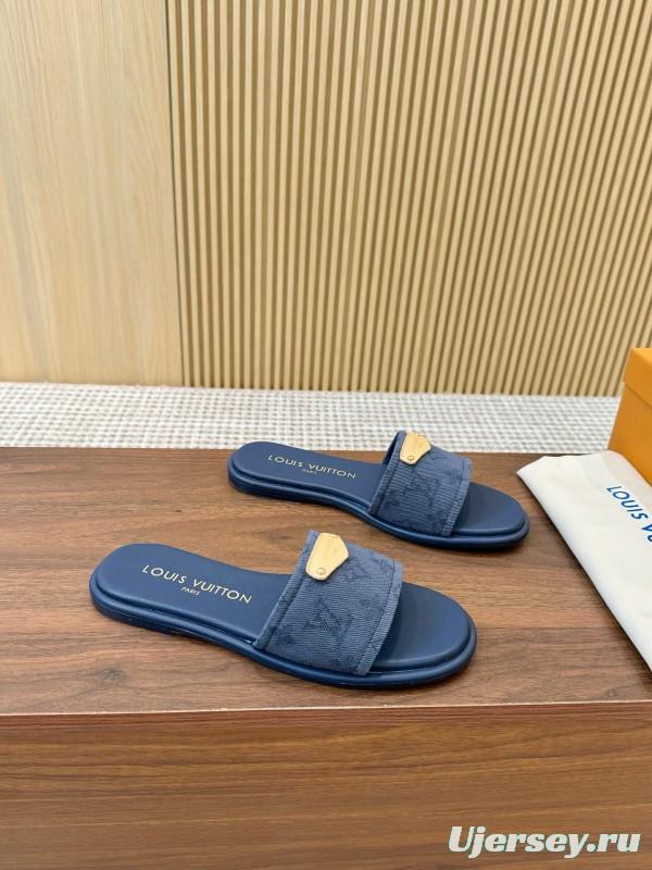 2025 LV Blue Leather Slippers LY00200