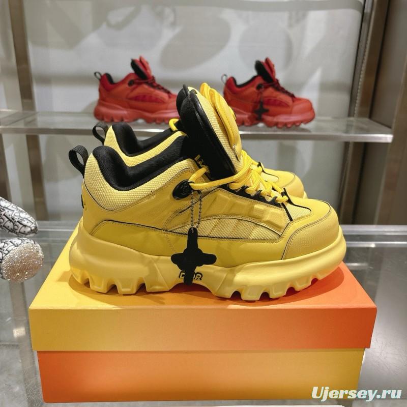 2024 Unisex Dior Yellow Leather Sneakers MJ00380